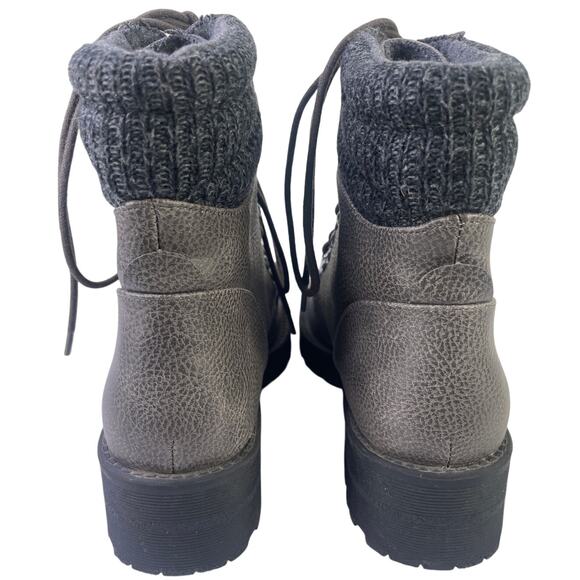 MIA Women's Lindsey Gray Knit Cuffed Ankle Boot Chunky Hiking Combat Size 6.5 - Picture 7 of 12